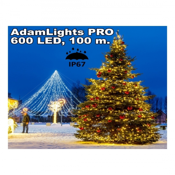 Profesionali AdamLights smulkių lempučių lauko girlianda | IP67, 600 LED, 100 m.
