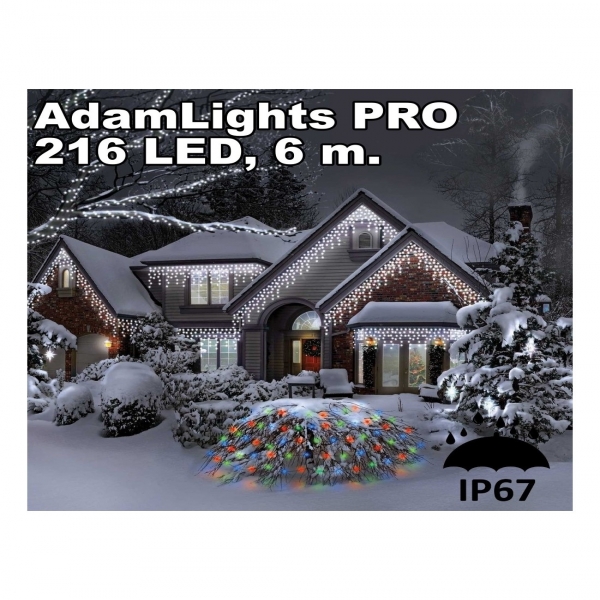Profesionali AdamLights lauko girlianda varvekliai | IP67, 216 LED, 600 x 50 cm
