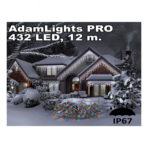 Profesionali AdamLights lauko girlianda varvekliai | IP67, 432 LED, 1200 x 50 cm
